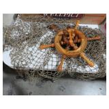 MAHOGANY SHIP WHEEL WITH NET