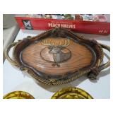 DEER/BUCK FAUX ROPE WOOD TRAY