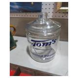 NICE TOMS GLASS PEANUT STORE JAR