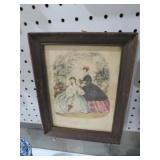 FRAMED VTG VICTORIAN LADIES PRINT