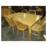 SOLID MAPLE DINING TABLE W/ (6) CHAIRS