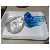 BLUE GLASS BIRD SHELL WITH PEARL