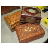 (3) VTG WOOD CARVED TRINKET BOXES