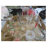 HANDPAINTED GLASSES, PITCHER & MISC