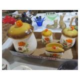 VTG MUSHROOM CANISTERS & NAPKIN HOLDER