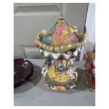 VINTAGE HORSE CAROSEL WITH CLOWNS