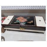 VINTAGE MOTHER OF PEARL INLAID MUSIC JEWLED BOX
