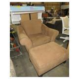 BROWN MIROFIBER/VELOUR OVER SZ CHAIR&OTTOMAN