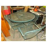 METAL PATIO PEDESTAL TBL & (4) CHAIRS