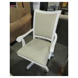 SOLID WOOD PADDED SEAT ROLLING OFFICE CHAIR