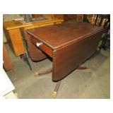 MAHOGANY DROP SIDE PEDESTAL TABLE - 1 DWR