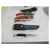 (3) HUNTING KNIVES W/ SHEATHS