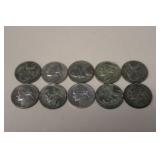 (10) 35% SILVER WARTIME NICKELS