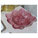 L.E. SMITH PINK CARNIVAL GLASS BOWL