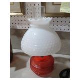 VINTAGE OIL LAMP WITH HOBNAIL SHADE