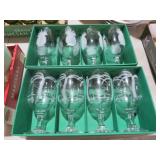(2) SETS ETCHED TROPICAL GLASSES