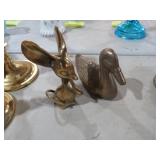 BRASS DUCK & MOUSE FIGURINES