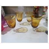 ARTLAND HANDBLOWN AMBER GOBLETS IRELAND