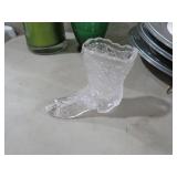 FENTON CLEAR DAISY & BUTTON GLASS BOOT
