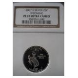 2007 S WYOMING QUARTER 90% PF69UC