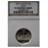2007 S UTAH QUARTER 90% PF69UC