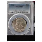 1963 P FRANKLIN HALF DOLLAR 90% PCGS MS64