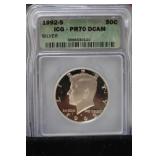 1992 S KENNEDY HALF DOLLAR 90% PR70DCAM