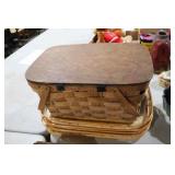 WOVEN PICNIC BASKET & BAMBOO & WOVEN TRAYS