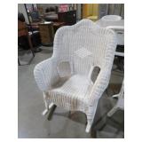 WHITE WICKER ROCKER