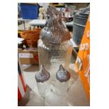 GLASS & PEWTER ROOSTER TOPS S&P & PITCHER