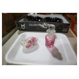VTG LEFTON PINK FLORAL RING BOX, CRANBERRY PERFUME
