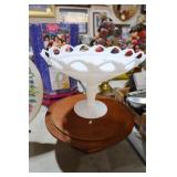 MILK GLASS PEDESTAL BOWL & CAKE PLATE