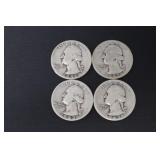 (2) 1942 P, (2) 1943 P WASH. QUARTERS 90%