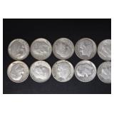 (10) ROOSEVELT DIMES VARIOUS DATES & MM 90%