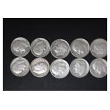 (10) ROOSEVELT DIMES VARIOUS DATES & MM 90%