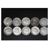 (10) ROOSEVELT DIMES VARIOUS DATES & MM 90%