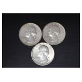 (3) 1964 D WASH. QUARTERS 90%