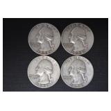 (4) 1958 D WASH. QUARTERS 90%
