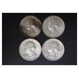 (4) 1964 D WASH. QUARTERS 90%