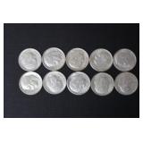 (10) ROOSEVELT DIMES VARIOUS DATES & MM 90%
