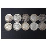 (10) ROOSEVELT DIMES VARIOUS DATES & MM 90%