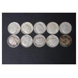 (10) ROOSEVELT DIMES VARIOUS DATES & MM 90%