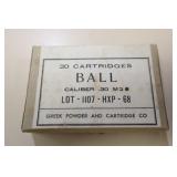20 CARTRIDGES BALL CALIBER .30 M2