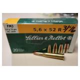 20 ROUNDS SELLIER & BELLOT 5.6X52 AMMUNITION