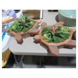 2 WOOD TURTLE PLANTERS
