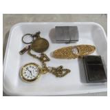 COLLECTION OF LIGHTERS, POCKET WATCH, AND MISC