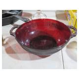 RUBY RED DOUBLE HANDLED BOWL