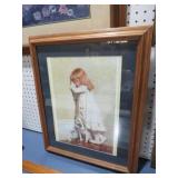 FRAMED LITTLE GIRL WITH DOG BY CHARLES BURTON