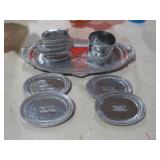 MID CENTURY TABLE LIGHTER, TRAY, AND ASHTRAYS