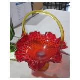 AMBERINA HOBNAIL PEDESTAL BASKET